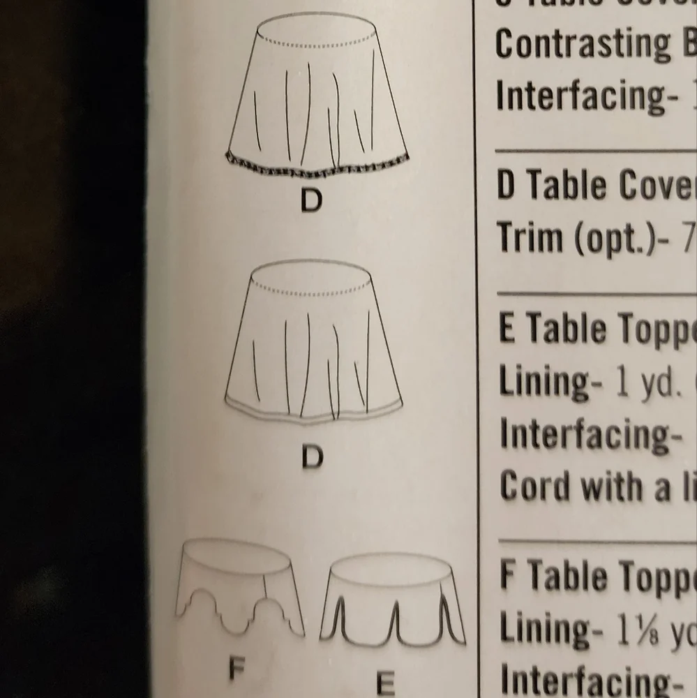 Table coverings sewing pattern Simplicity #4096, Christopher Lowell collection